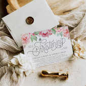 Antiek Peony Twins doopuitnodigingen Kaart