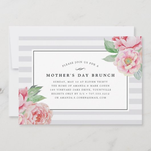 Antiek Peony | Uitnodiging voor Moederdag Brunch (Voorkant)