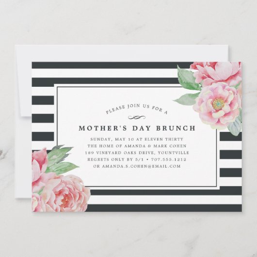 Antiek Peony | Uitnodiging voor Moederdag Brunch (Voorkant)