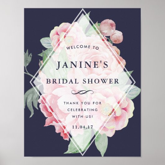 Antiek Peony Vrijgezellenfeest Welkomstteken Poster (Voorkant)