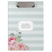 Antiek Peony | Waterverf Floral Striped Klembord (Voorkant)