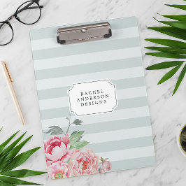 Antiek Peony | Waterverf Floral Striped Klembord