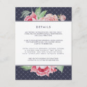 Antiek Peony Wedding Guest Details Kaart (Voorkant)
