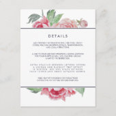 Antiek Peony Wedding Guest Details Kaart (Voorkant)