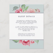 Antiek Peony Wedding Guest Details Kaart (Voorkant)