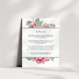 Antiek Peony Wedding Guest Details Kaart