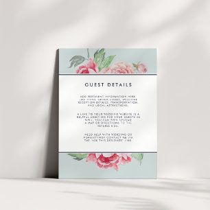 Antiek Peony Wedding Guest Details Kaart