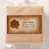 ANTIEK PERKAMENT EN BRUINE WASVERBINDING MONOGRAM ETIKET (Insitu)