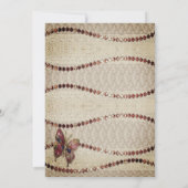 Antiek perkament, kant, kralen & vlinder bruiloft kaart (Achterkant)