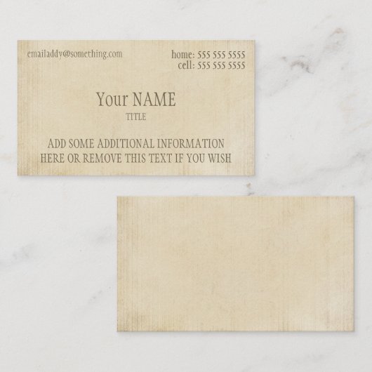 Antiek perkament visitekaartje (Voorkant / Achterkant)