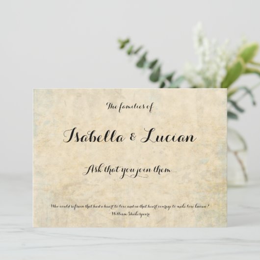 Antiek perkamentafdruk Wedding-uitnodigingen Kaart (Staand voorkant)