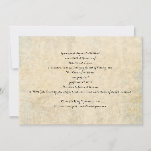 Antiek perkamentafdruk Wedding-uitnodigingen Kaart (Achterkant)