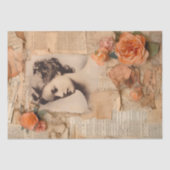 Antiek perzik Ephemera Victoriaans bloesem Decoupa Tissuepapier (Voorkant)