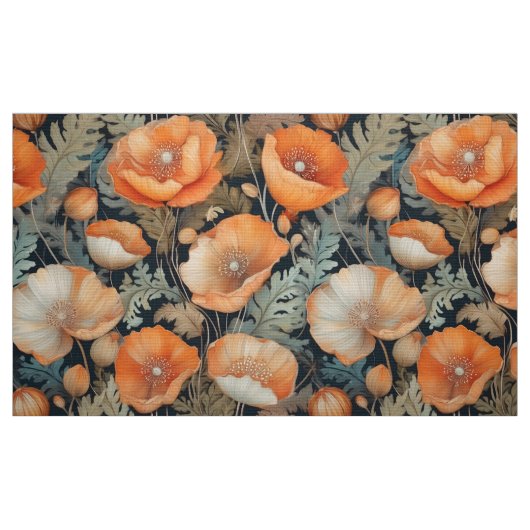 Antiek  perzik klaprozen stof (Fat Quarter)