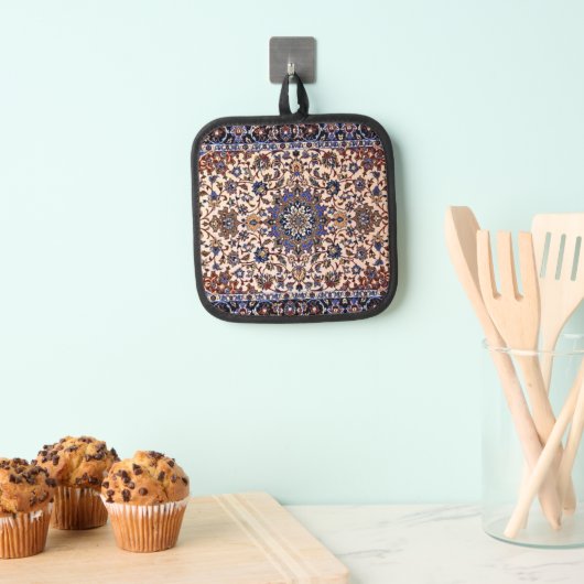 Antiek Perzisch Patroon, blauw oostertapijt Pannenlap (Insitu(Ophanging))