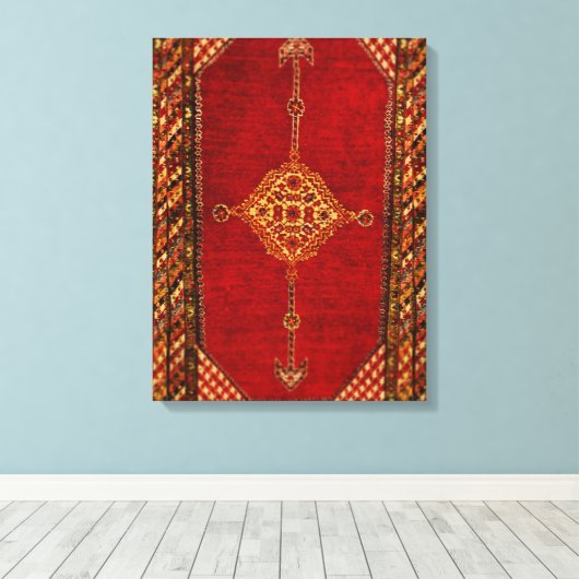 Antiek Perzisch tapijt - vetgedrukt patroon Canvas Afdruk (Insitu (Houten vloer))