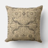 Antiek Perzisch tapijtbruin beige kussen (Voorkant)