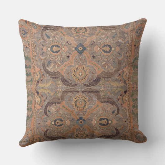 Antiek Perzisch tapijtbruin beige kussen (Achterkant)