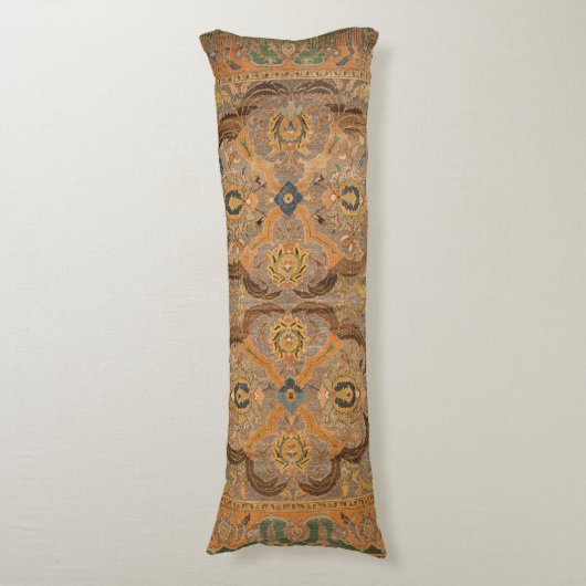 Antiek Perzisch tapijtbruin Sinaasappel Lichaamskussen (Voorkant Verticaal)