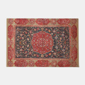 Antiek Perzisch tapijtpatroon Rode zwarte deurmat (Voorkant)