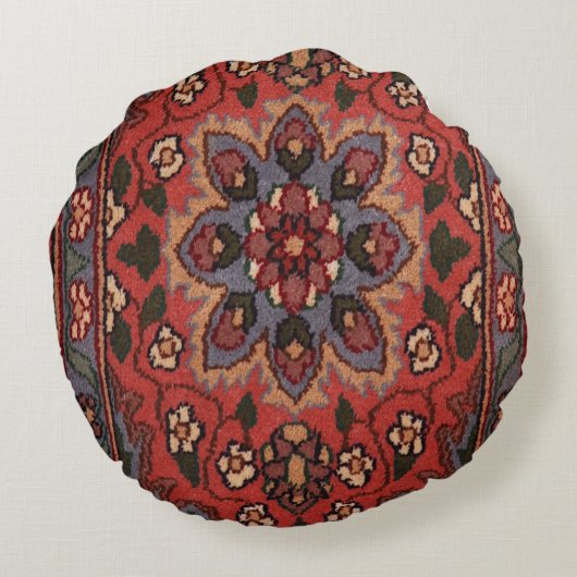 Antiek Perzisch Turks oosterse tapijttapijt Rond Kussen (Achterkant)