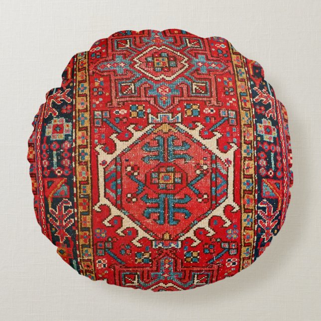 Antiek Perzisch, Turks Rug Pattern Rond Kussen (Voorkant)
