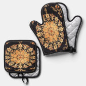 Antiek Perzisch , Turks tapijt Ovenwant & Pannenlap Set (Voorkant / Achterkant)