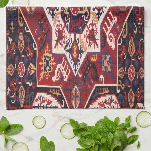 Antiek Perzisch Turks tapijt Theedoek (Gevouwen)