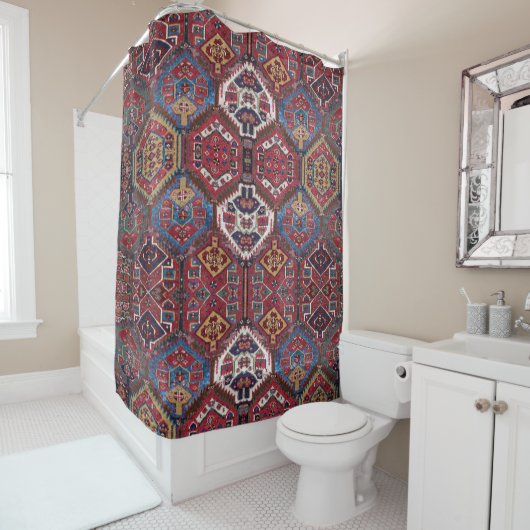 Antiek Perzische Oosterse tapijt ontwerp Douchegordijn (In situ)