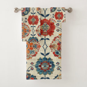 Antiek Perzische Rood Blauw Oosterse Kilim Bloemen Bad Handdoek