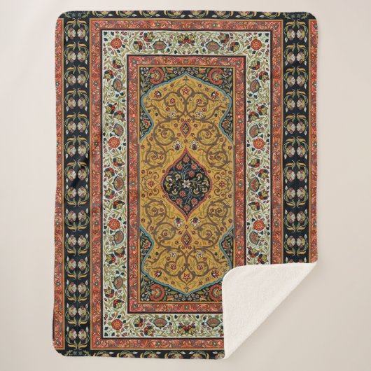 Antiek Perzische tapijt elegant ontwerp Sherpa Deken (Voorkant)