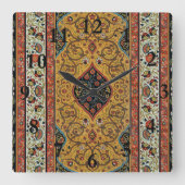 Antiek Perzische tapijt elegant ontwerp Vierkante Klok (Voorkant)