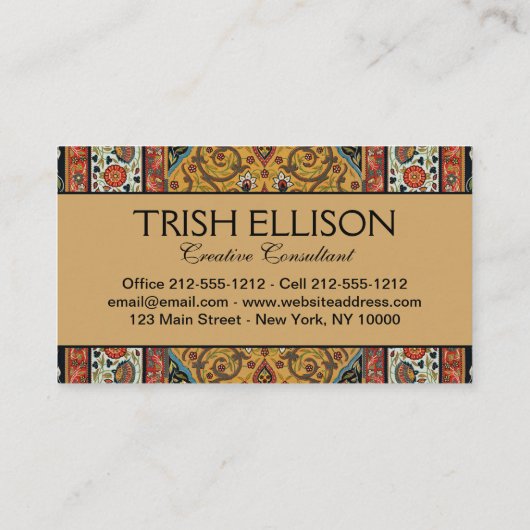 Antiek Perzische tapijt elegant ontwerp Visitekaartje (Achterkant)