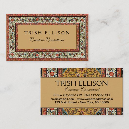 Antiek Perzische tapijt elegant ontwerp Visitekaartje (Voorkant / Achterkant)