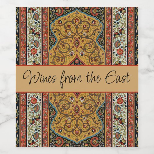 Antiek Perzische tapijt elegant ontwerp Wijn Etiket (Enkel label)