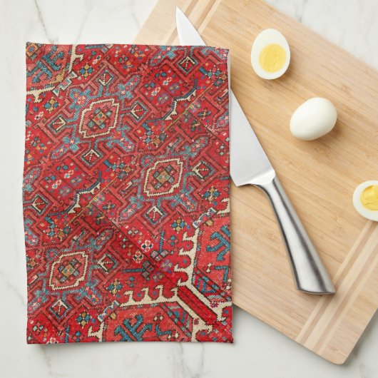 Antiek Perzische tapijt verontruste  kunst patroon Theedoek (Quarter Fold)