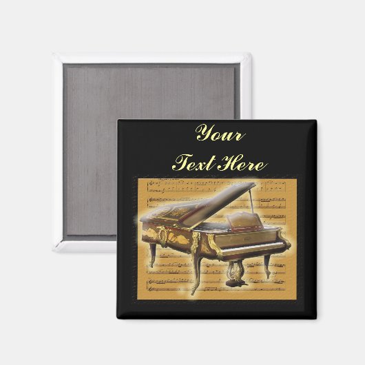 Antiek Piano en Muzieknotatie Magneet (Voorkant / Achterkant)