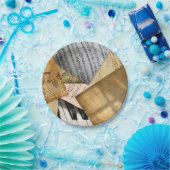 Antiek  pianotoetsen en vellenmuziek papieren bordje (Feest)