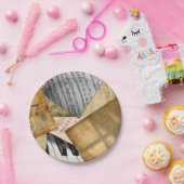 Antiek  pianotoetsen en vellenmuziek papieren bordje (Feest)