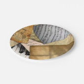 Antiek  pianotoetsen en vellenmuziek papieren bordje (Gekanteld)