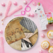 Antiek  pianotoetsen en vellenmuziek papieren bordje (Feest)