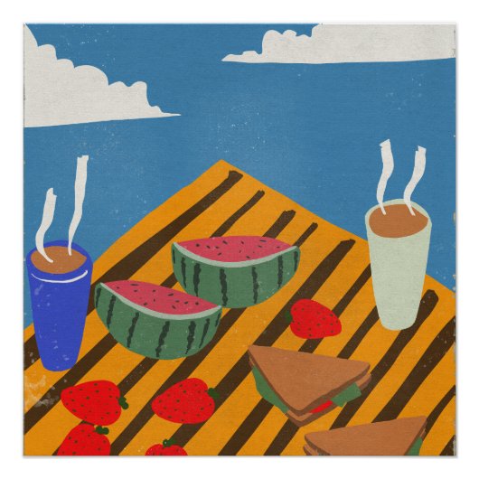 Antiek picknick ontbijt perfect poster (Voorkant)