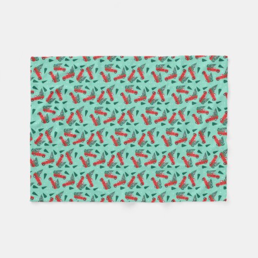 Antiek Pickup Truck-kerstboompattren Fleece Deken (Voorkant (Horizontaal))