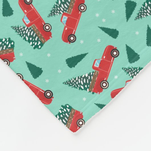Antiek Pickup Truck-kerstboompattren Fleece Deken (Hoek)