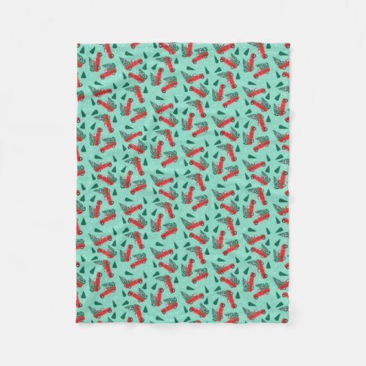 Antiek Pickup Truck-kerstboompattren Fleece Deken (Voorkant)