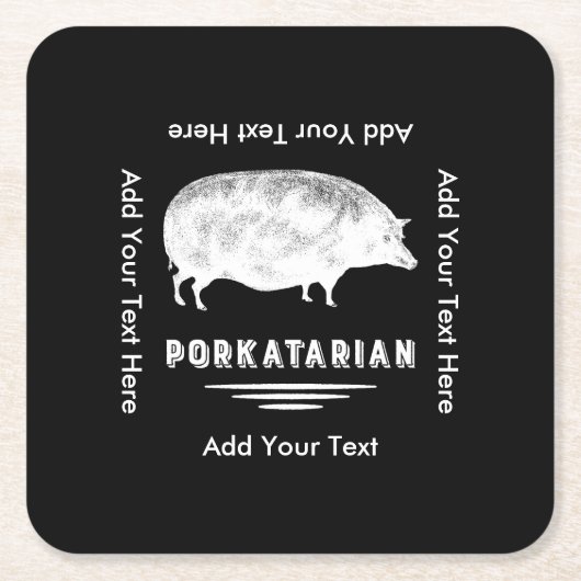 Antiek Pig Bacon Lover Porkatarian Funny Kartonnen Onderzetters (Voorkant)