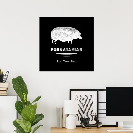 Antiek Pig Bacon Lover Porkatarian Funny Poster (Thuiskantoor)