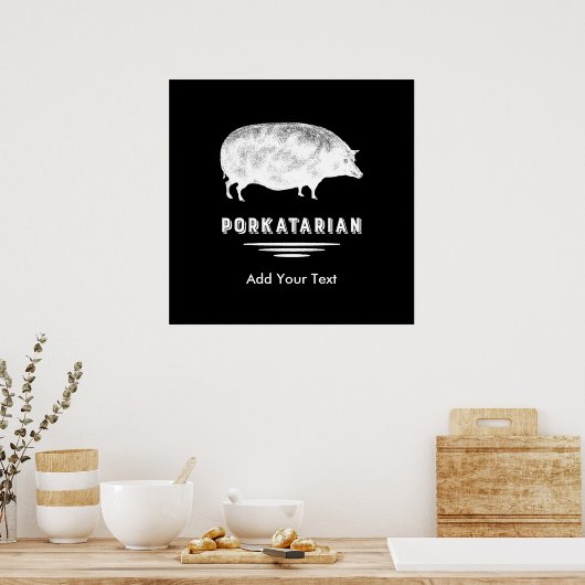 Antiek Pig Bacon Lover Porkatarian Funny Poster (Keuken)