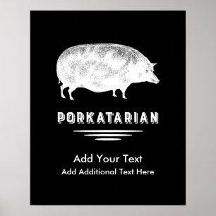 Antiek Pig Bacon Lover Porkatarian Funny Poster