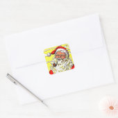 Antiek pijp roken heet Santa Christmas Vakantie Vierkante Sticker (Envelop)